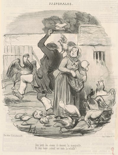 Aos filhotes dos gansinhos, eles dão comida... de Honoré Daumier
