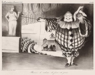 Abaixe a cortina, La Farce est Jouée - Senkt den Vorhang, die Posse ist (a partir de: La Caricature no 201, 11.09.1834). 1834 de Honoré Daumier