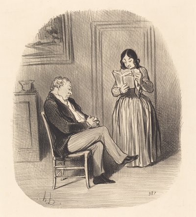 Bourgeois sendo lido, depois do jantar, alguns capítulos... de Honoré Daumier