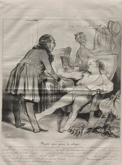 Caricaturana, prato 72: Receita para curar cólicas, 14 de janeiro de 1838. de Honoré Daumier