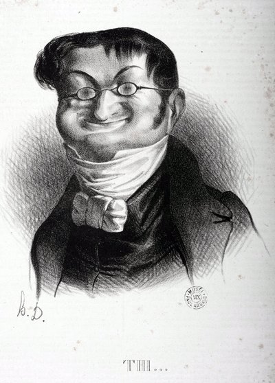 Desenho animado por Adolphe Thiers (1797-1877), estadista francês. Desenho de Honore Daumier (1808-1879). Museu Arbaud. de Honoré Daumier
