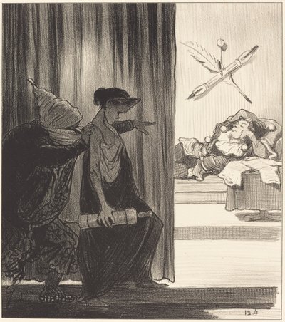 Clitemnestra empurrada por mimi Véron... de Honoré Daumier