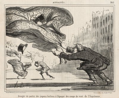 Perigo de usar saiotes durante o vendaval do equinócio, publicado em 3 de abril de Honoré Daumier
