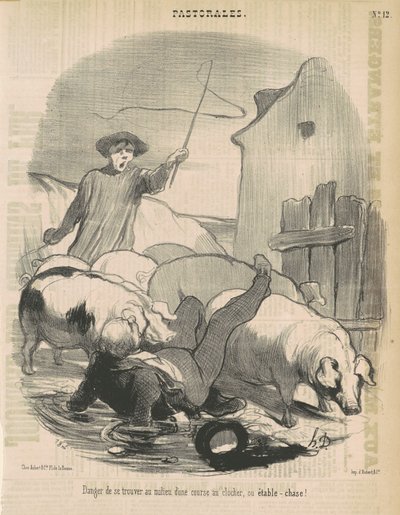 Perigo de estar no meio de uma corrida de campanário de Honoré Daumier