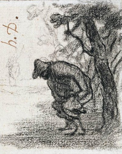 Don Quixote e Sancho Pança atrás de uma árvore de Honoré Daumier