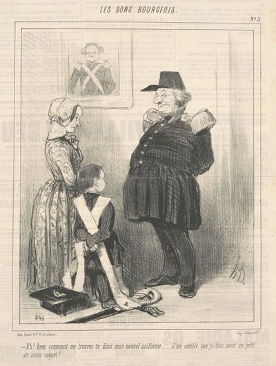 Ei! Bem, como você gosta de mim no meu novo uniforme... de Honoré Daumier
