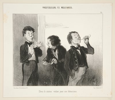 Alunos da sexta série querendo bancar retóricos; #15 de Professores e Mostardas de Honoré Daumier