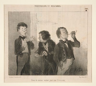 Alunos do sexto ano querendo bancar retóricos, de Professores e Moutards de Honoré Daumier