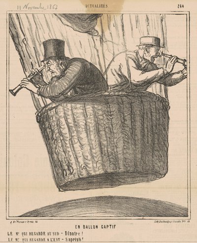 Em balão cativo de Honoré Daumier