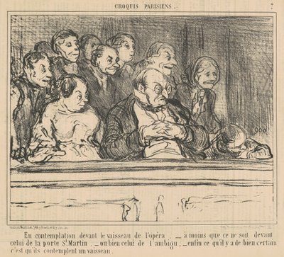 Em contemplação em frente ao navio da ópera de Honoré Daumier