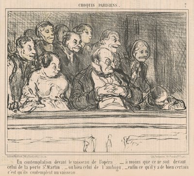 Em contemplação em frente ao navio da ópera de Honoré Daumier