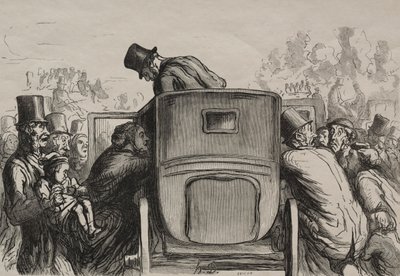 Exposição universal: Letranger encontra todas as facilidades para retornar ao seu hotel. de Honoré Daumier