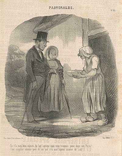 Mulher de cartas humanitárias entregando-se ao homem ... de Honoré Daumier
