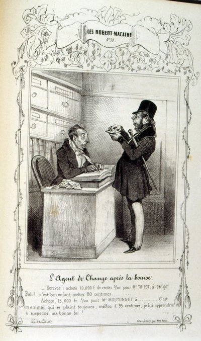 Ilustração sobre ideias e lendas Philipon, sob o título Les Cent e Robert Macaire de Honoré Daumier