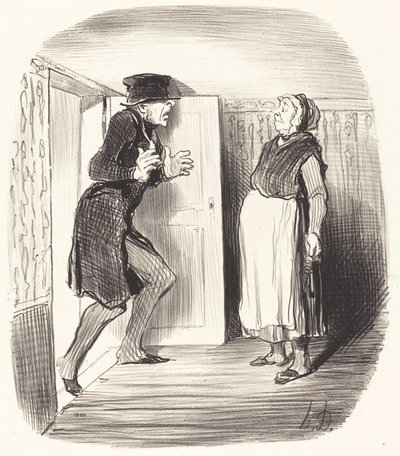 Inconvénient de visiter sans précaution un entresol... de Honoré Daumier