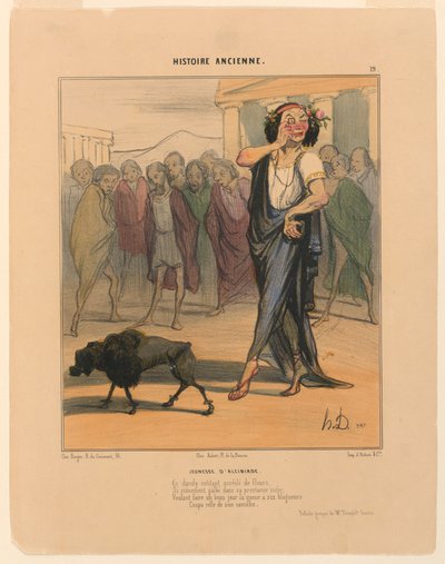 Juventude de Alcibíades, placa 19 da História Antiga de Honoré Daumier