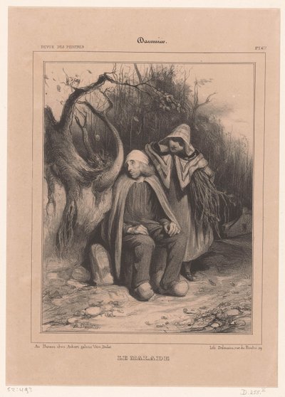 Jovem mulher com agricultor doente ao longo de um caminho
Le malade (título sobre o objecto) de Honoré Daumier