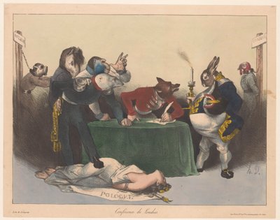 Caricatura das Grandes Potências Europeias na Conferência de Londres Conferência de Londres (título no objeto) de Honoré Daumier