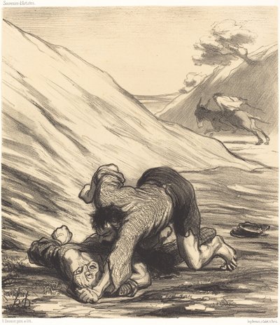 O burro e os dois ladrões de Honoré Daumier