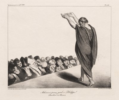 La Caricature, Pl. 454, atenienses Cuidado com Phillip! de Honoré Daumier