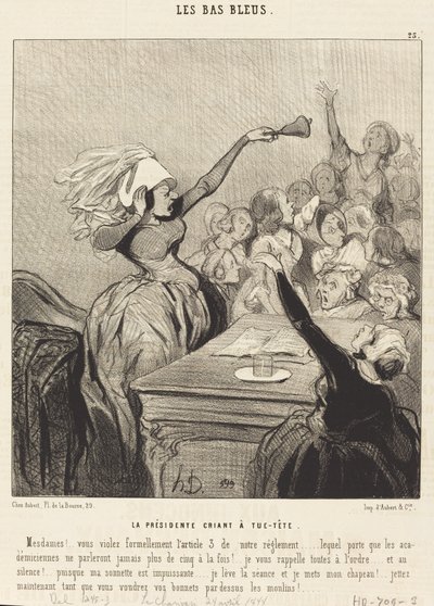 La Presidente criant a tue-tête: Mesdames!... de Honoré Daumier