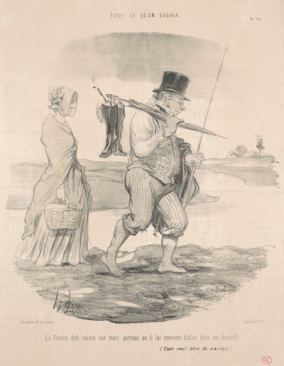 A esposa deve seguir o marido... de Honoré Daumier
