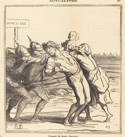 A chamada de suas reservas de Honoré Daumier