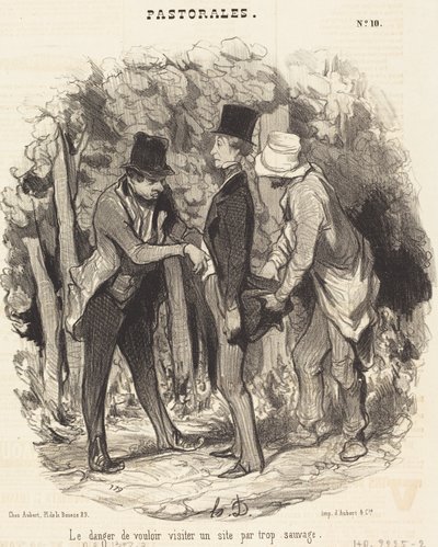O perigo de... visitar um site que é muito selvagem de Honoré Daumier
