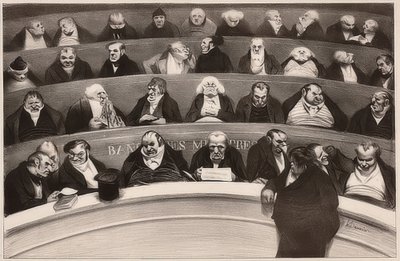 Le Ventre legislatif. Aspectos dos bancos ministérios da Câmara dos Deputados de 1834 - A barriga legislativa. Vista das bancadas do gabinete da câmara não prostituta de 1834. 1834 de Honoré Daumier