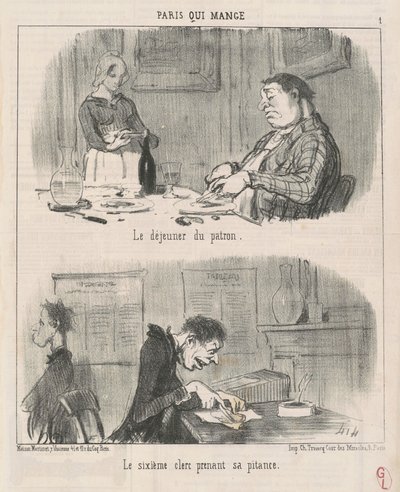 O almoço do patrão o sexto funcionário... de Honoré Daumier