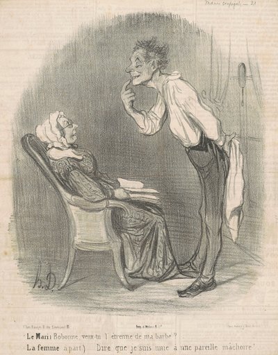 O marido. Bobonne, você quer o presente da minha barba? de Honoré Daumier