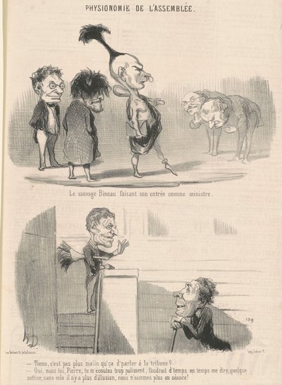 O selvagem Bineau fazendo sua entrada de Honoré Daumier
