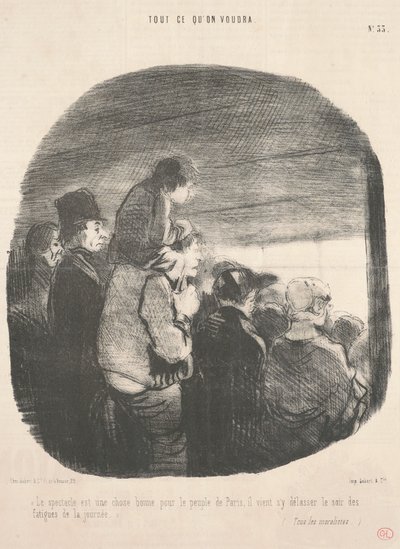 O espetáculo é uma coisa boa para o povo de Paris... de Honoré Daumier