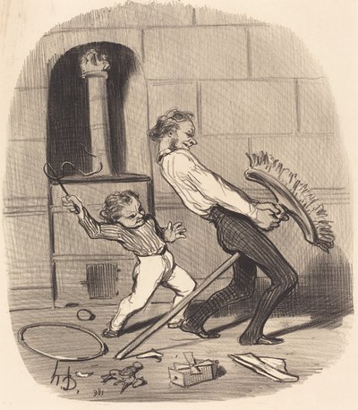 Aula de equitação, ensino médio de Honoré Daumier