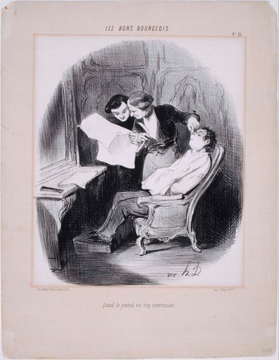 Les Bons Bourgeois- Quando o jornal é muito interessante de Honoré Daumier