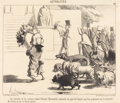 Poodles e pensionistas vão felicitar a Assembleia... de Honoré Daumier