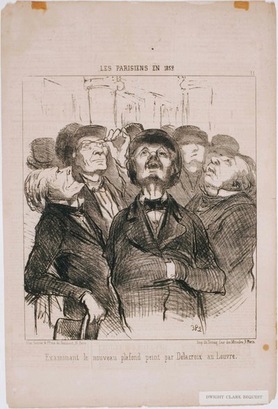 Os parisienses em 1852: examinar o novo teto...de Delacroix de Honoré Daumier