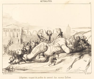 Liliputianos tentando aproveitar o sono... de Honoré Daumier