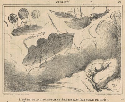 O engenheiro Leviathan encontrando, em um sonho... de Honoré Daumier