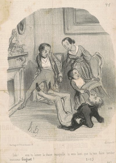 Lolo!...você gostaria de deixar a cadeira sozinha... de Honoré Daumier