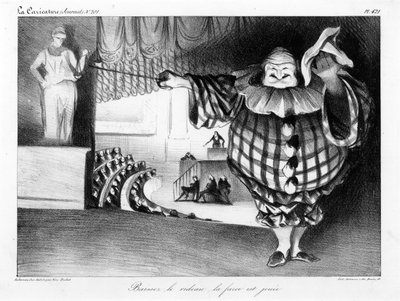 Abaixe a cortina, a farsa termina (Abaixe a cortina, a farsa é jogada) placa 421 de Honoré Daumier