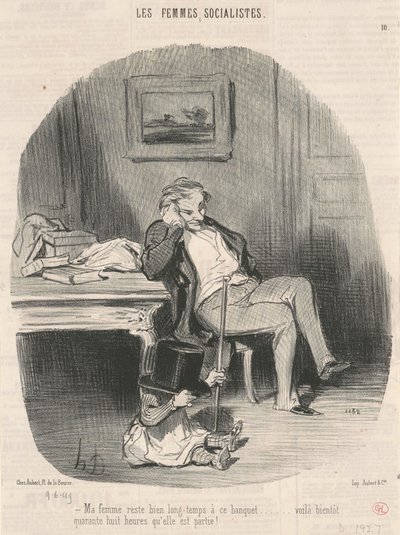 Minha esposa fica muito tempo neste banquete... de Honoré Daumier