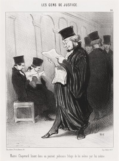 Maitre Chapotard lendo... o elogio de si mesmo... de Honoré Daumier