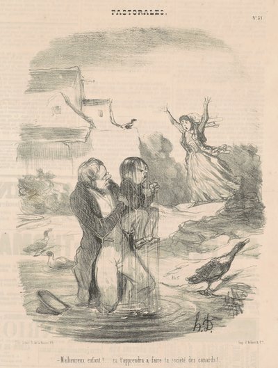 Criança infeliz! ... Isso vai te ensinar a fazer ... de Honoré Daumier