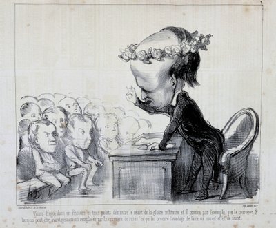 Memórias do Congresso da Paz: Victor Hugo (No. 1 da Série) - por Daumier, em "Charivari" de 06/09/1849 de Honoré Daumier