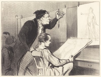 Dolorosa e delicada missão do professor de desenho... de Honoré Daumier