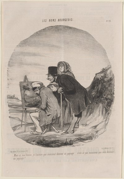 Cavalheiro desenha uma paisagem de Honoré Daumier