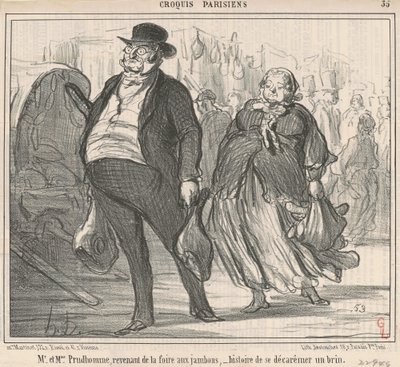 Sr e Sra Prudohomme voltando da feira... de Honoré Daumier