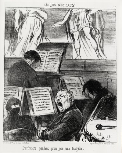 Esboços musicais: a orquestra enquanto toca uma tragédia. Illustration d