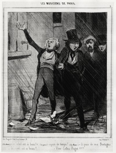 Músicos de Paris: "O sol é tão bonito!... Hora desagradável!... E depois da Bretanha, o céu é tão lindo!... Vive Loisa Puget" (1810-1889, compositor de música romântica). Illustration d